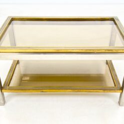 Vintažinis, metalinio rėmo su žalvariu staliukas su stiklu 50x80x41 cm