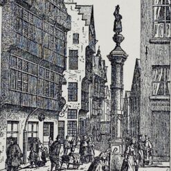 Grafikos darbas ant kartono “Rotušė” 26,5x39x0,1 cm