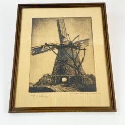 Įrėmintas grafikos darbas “Malūnas” 38,5×47,5×1,5 cm