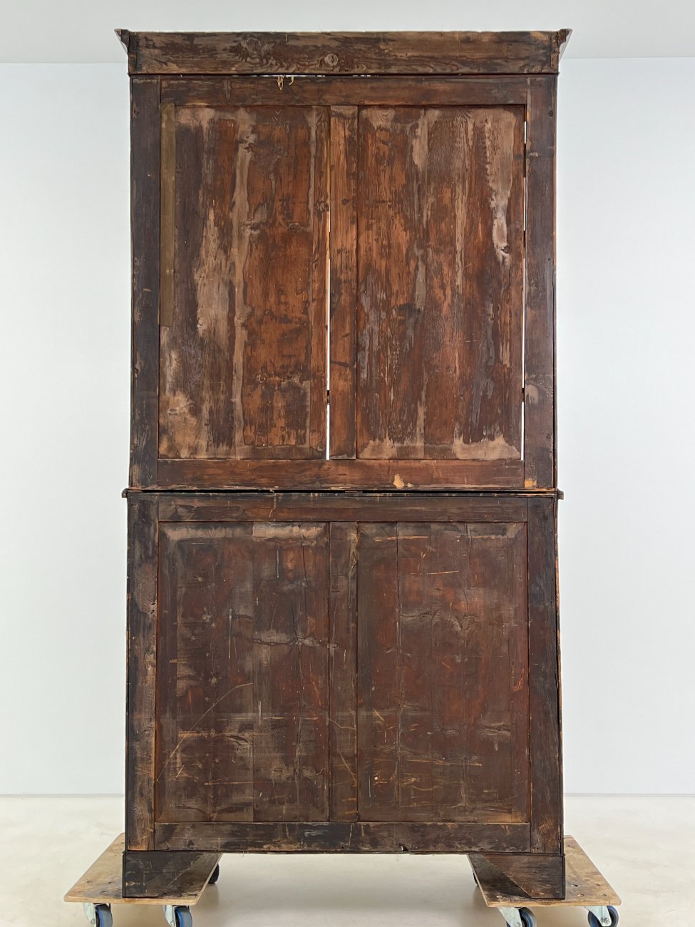 DP0325-stalai-9 Angliško stiliaus raudonmedžio sekreteras su knygų lentyna 58x124x230 cm