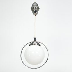 Vintažinis metalinis pakabinamas šviestuvas stikliniu gaubtu 18x28x78 cm