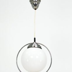 Vintažinis metalinis pakabinamas šviestuvas stikliniu gaubtu 18x28x78 cm