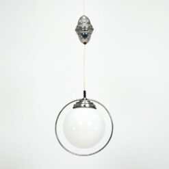 Vintažinis metalinis pakabinamas šviestuvas stikliniu gaubtu 18x28x78 cm