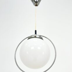 Vintažinis metalinis pakabinamas šviestuvas stikliniu gaubtu 18x28x78 cm