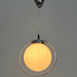 Vintažinis metalinis pakabinamas šviestuvas stikliniu gaubtu 18x28x78 cm