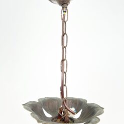 Žalvarinis trijų šakų sietynas su gėlės žiedo formos stiklo gaubtais 44x44x59 cm