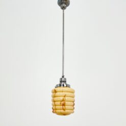 Art Deco stiliaus metalinis pakabinamas šviestuvas stiklo gaubtu 16x16x92 cm