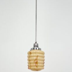 Art Deco stiliaus metalinis pakabinamas šviestuvas stiklo gaubtu 16x16x92 cm