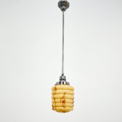 Art Deco stiliaus metalinis pakabinamas šviestuvas stiklo gaubtu 16x16x92 cm