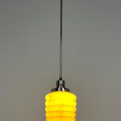 Art Deco stiliaus metalinis pakabinamas šviestuvas stiklo gaubtu 16x16x92 cm