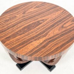 Art Deco stiliaus apvalus riešutmedžio lukšto staliukas 80x80x54,5 cm