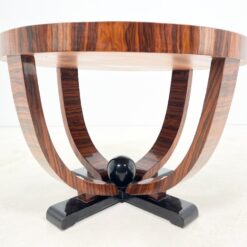 Art Deco stiliaus apvalus riešutmedžio lukšto staliukas 80x80x54,5 cm