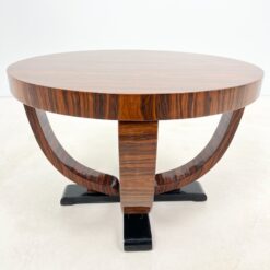 Art Deco stiliaus apvalus riešutmedžio lukšto staliukas 80x80x54,5 cm