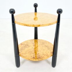 Art deco stiliaus riešutmedžio lukšto dviejų aukštų staliukas 49x49x70 cm