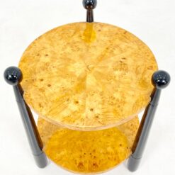 Art deco stiliaus riešutmedžio lukšto dviejų aukštų staliukas 49x49x70 cm