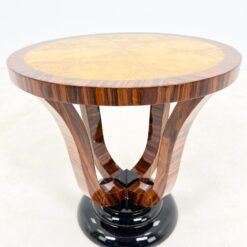 Art Deco stiliaus apvalus riešutmedžio lukšto staliukas 59,5×59,5×59,5 cm