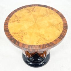 Art Deco stiliaus apvalus riešutmedžio lukšto staliukas 59,5×59,5×59,5 cm