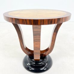 Art Deco stiliaus apvalus riešutmedžio lukšto staliukas 59,5×59,5×59,5 cm