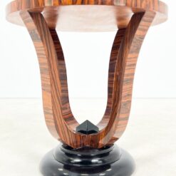 Art Deco stiliaus apvalus riešutmedžio lukšto staliukas 60x60x60 cm