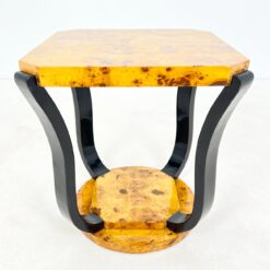 Art deco stiliaus kvadratinis riešutmedžio lukšto staliukas 62x62x67 cm