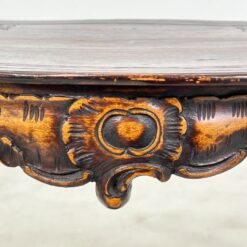 Senovinis ąžuolinis drožinėtas staliukas su lentynėle 50x60x75 cm