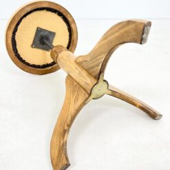 Vintažinė medinė reguliuojamo aukščio pianino kėdutė su eko oda 37x37x47(+15) cm