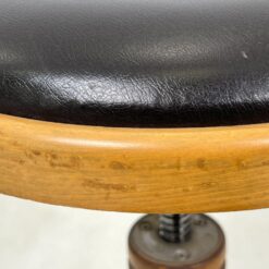 Vintažinė medinė reguliuojamo aukščio pianino kėdutė su eko oda 37x37x47(+15) cm