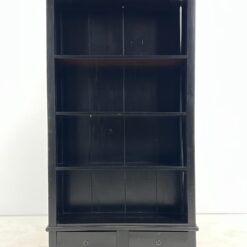 Medinė, pastatoma, juodos spalvos knygų lentyna su stalčiais 34x99x180 cm