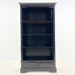 Medinė, pastatoma, juodos spalvos knygų lentyna su stalčiais 34x99x180 cm