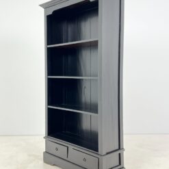 Medinė, pastatoma, juodos spalvos knygų lentyna su stalčiais 34x99x180 cm