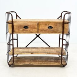 Industrinio stiliaus serviravimo staliukas su stalčiais 39x108x101 cm