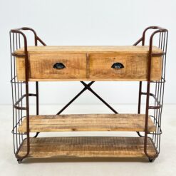 Industrinio stiliaus serviravimo staliukas su stalčiais 39x108x101 cm