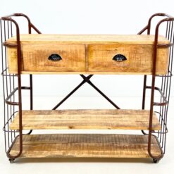 Industrinio stiliaus serviravimo staliukas su stalčiais 39x108x101 cm