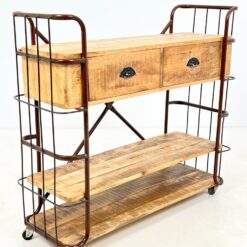 Industrinio stiliaus serviravimo staliukas su stalčiais 39x108x101 cm