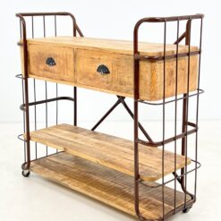 Industrinio stiliaus serviravimo staliukas su stalčiais 39x108x101 cm