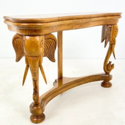 Medinė, Tailando stiliaus konsolė su dramblių skulptūromis 40x127x86 cm