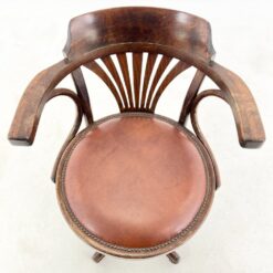 Thonet stiliaus odinė darbo kėdė 56x66x80-90 cm, 49-60 cm