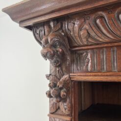 Ąžuolinė vienų durų, drožinėta knygų spinta 38,5×114,5×185 cm