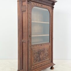 Ąžuolinė vienų durų, drožinėta knygų spinta 38,5×114,5×185 cm