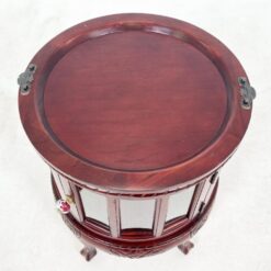 Apvalus raudonmedžio bariukas su padėklu 54x53x71,5 cm