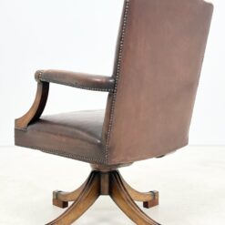 Ąžuolinio rėmo 360° sukamas darbo krėslas su oda 70x66x106 cm, 50 cm