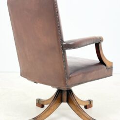 Ąžuolinio rėmo 360° sukamas darbo krėslas su oda 70x66x106 cm, 50 cm