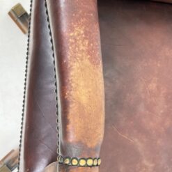 Ąžuolinio rėmo 360° sukamas darbo krėslas su oda 70x66x106 cm, 50 cm