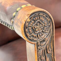 Ąžuolinio rėmo 360° sukamas darbo krėslas su oda 70x66x106 cm, 50 cm