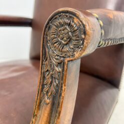 Ąžuolinio rėmo 360° sukamas darbo krėslas su oda 70x66x106 cm, 50 cm