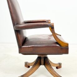 Ąžuolinio rėmo 360° sukamas darbo krėslas su oda 70x66x106 cm, 50 cm