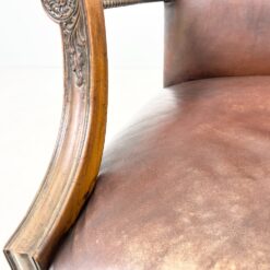 Ąžuolinio rėmo 360° sukamas darbo krėslas su oda 70x66x106 cm, 50 cm