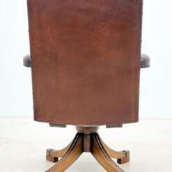 Ąžuolinio rėmo 360° sukamas darbo krėslas su oda 70x66x106 cm, 50 cm