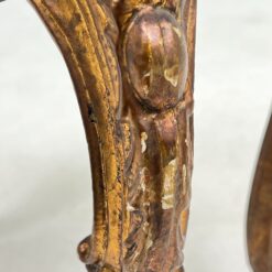 Rokoko stiliaus medinis aukso spalvos pufas su raudonu gobelenu 35x45x45 cm