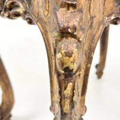 Rokoko stiliaus medinis aukso spalvos pufas su raudonu gobelenu 35x45x45 cm